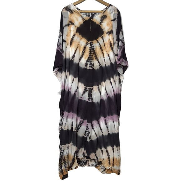 Young Fabulous & Broke Boho Tie-Dye Kaftan in Eggplant Morocco Wash Small/medium - Picture 3 of 14
